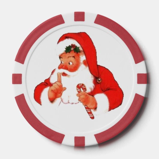 kerstman zegt shh rustig personaliseren bericht poker chips (Voorkant)