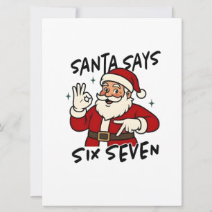Kerstman zegt zes zeven 6 7 Grappige Brainrot Kers Kaart