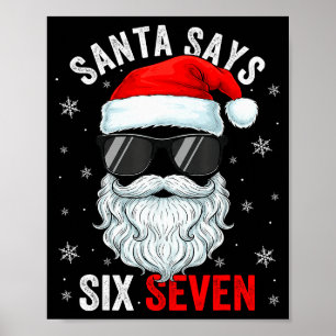 Kerstman zegt zes zeven kerst jongens mannen grapp poster