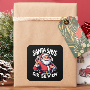 Kerstman zegt zes zeven OK-teken Vierkante Sticker
