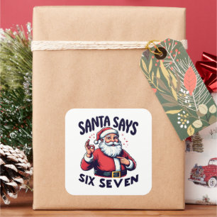 Kerstman Zegt Zes Zeven Wit Vierkante Sticker