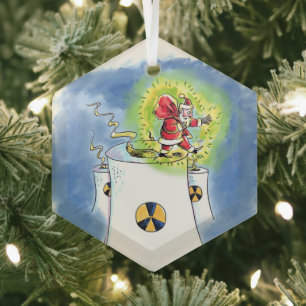 Kerstman zeshoekige glazen kerstbal, gebombardeerd glas ornament