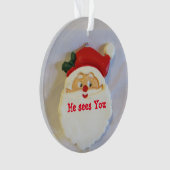 Kerstman ziet je kinderen speelse foto ornament (voorkant)