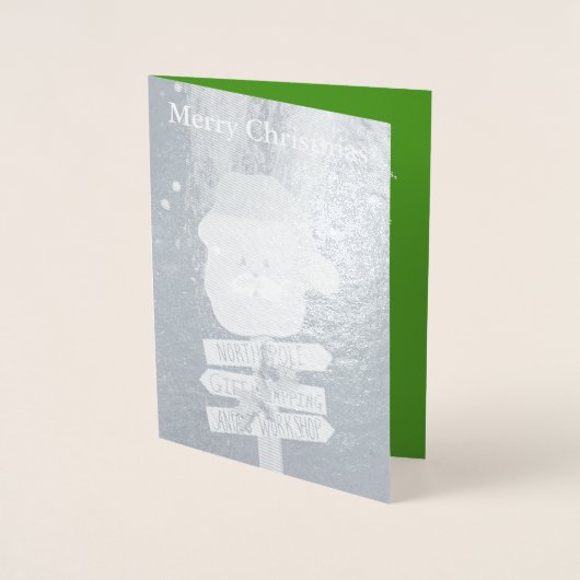 Kerstman Zilverfolie Kerst Kaart (Voorkant)