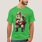 Kerstman Zittend met een Shih Tzu Dog Xmas URM T-shirt (Voorkant)