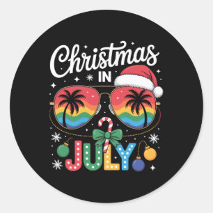Kerstman Zonnebril Strand Kerstmis In Juli Heren D Ronde Sticker