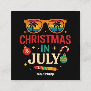 Kerstman zonnebril strand Kerstmis in juli Vierkante Visitekaartje