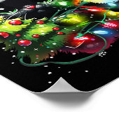 Kerstman zwarte kat kerstmuts verstrikt in Kerstmi Poster (Hoek)