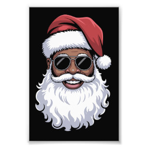 Kerstman Zwarte Kerstman Kerstman Afro Afro-Amerik Foto Afdruk