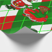Kerstman Zwarte Kerstman Vrouw Plaid Cadeaupapier (Hoek)