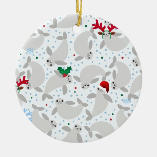 kerstmanatee keramisch ornament (Voorkant)