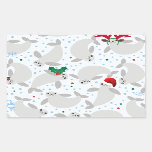 kerstmanatee rechthoekige sticker