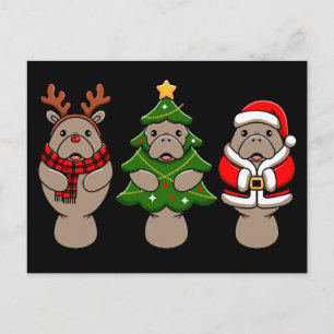 Kerstmanatee Trio Kerstman Rendier Boom Kerstmis Feestdagenkaart