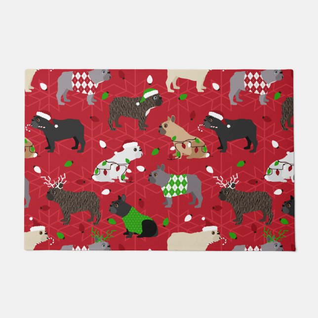 kerstmandehond Doormat Deurmat (Voorkant)