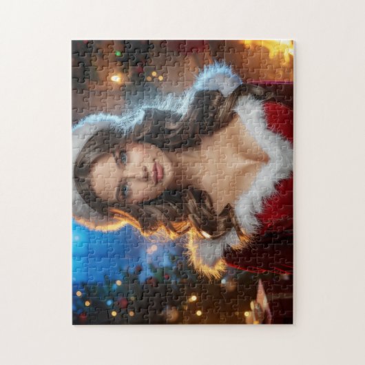 kerstmanmeisje legpuzzel (Verticaal)