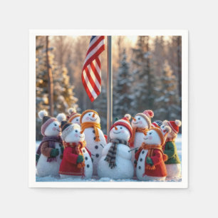 Kerstmannen die naar de vlag van de VS kijken Servet