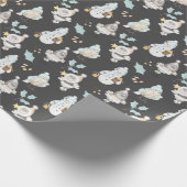 Kerstmannen en vogels cadeaupapier (Hoek)