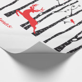 Kerstmannen in het bos van de berkenboom cadeaupapier (Hoek)