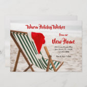 Kerstmannen Strandstoel Verhuisbericht Aankondiging (Voorkant / Achterkant)