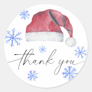 Kerstmannenhoed bedankkaart ronde sticker