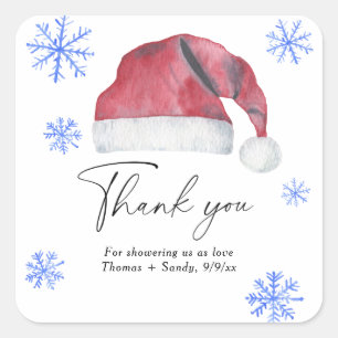 Kerstmannenhoed - Bedankt Baby Shower Vierkante Sticker