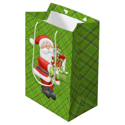 Kerstmannentas Medium Cadeauzakje (Voorkant Gekanteld)