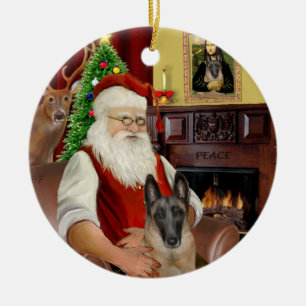 Kerstmannetje - Belgische Mechelse herder Keramisch Ornament