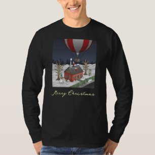 Kerstmannetje in de hete luchtballon t-shirt