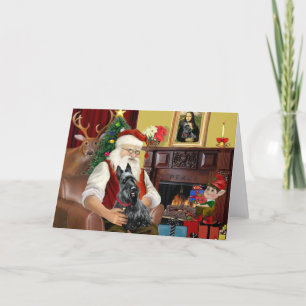 Kerstmannetje met zijn Schotse Terrier Feestdagen Kaart