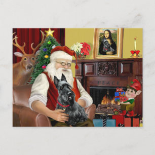 Kerstmannetje met zijn Schotse Terrier Feestdagenkaart