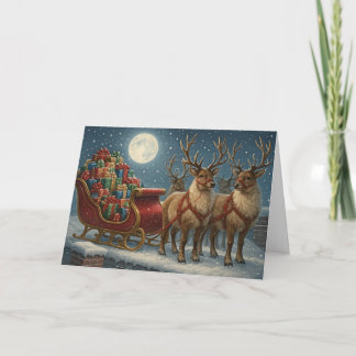 Kerstmannetje slee feestdagen kaart
