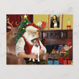 Kerstmannetje zijn Jack Russell Terrier Feestdagenkaart