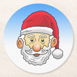 Kerstmannetje's Cute Gezicht Ronde Kartonnen Onderzetter
