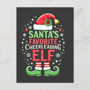 Kerstmannetje's Favoriete Cheerleader Elf Familie Aankondigingskaart