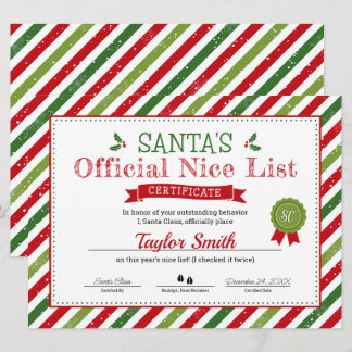 Kerstmannetjes Goede Lijst Certificaat Kaart