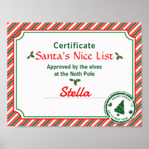 Kerstmannetje's Goede Lijst Certificaat Rood Groen Poster