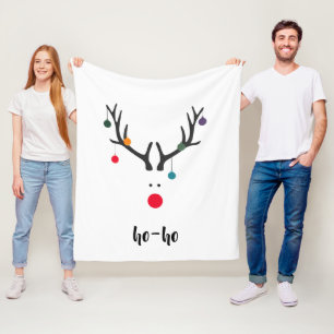 Kerstmannetje's knappe rendier Rudolphs kop op wit Fleece Deken