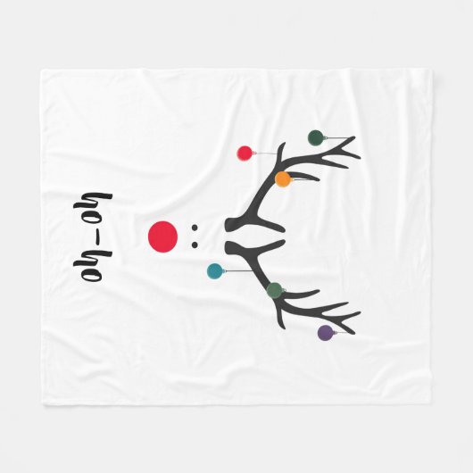 Kerstmannetje's knappe rendier Rudolphs kop op wit Fleece Deken (Voorkant (Horizontaal))