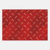 Kerstmannetjes met snoeprietjes Pattern Red Gold F Inpakpapier Vel (Voorkant)