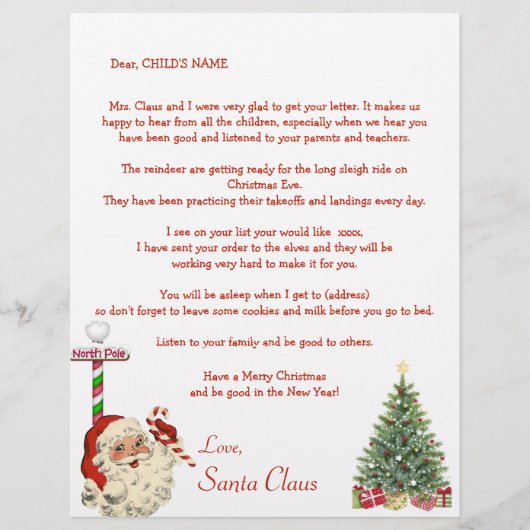 Kerstmannetjes persoonlijke brief aan uw kind Noor (Voorkant)