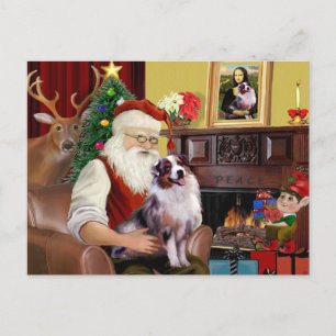 Kerstmanns Australian Shepherd (merle) Feestdagenkaart