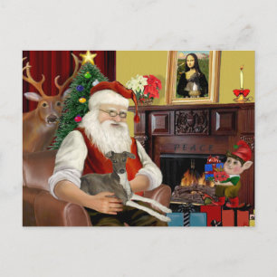 Kerstmanns donkergrijze/ bruine Italiaanse windhon Feestdagenkaart