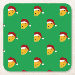 kerstmano vierkante kartonnen onderzetter