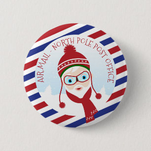 Kerstmanpostkantoor Ronde Button 5,7 Cm