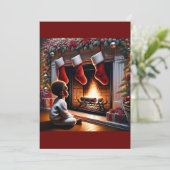 Kerstman's Aankomst: Peuter's Wonder Feestdagenkaart (Staand voorkant)