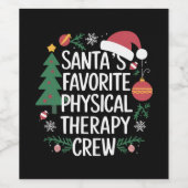 Kerstman's favoriete Fysiotherapie Crew Kerstmis Wijn Etiket (Enkel label)