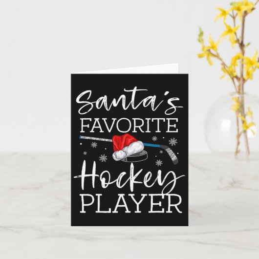 Kerstman's favoriete hockeyspeler Fun pyjama Kerst Kaart (Gele Bloem)