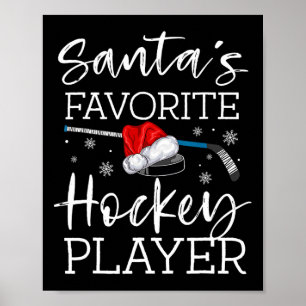 Kerstman's favoriete hockeyspeler Fun pyjama Kerst Poster