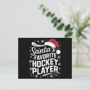 Kerstman's favoriete hockeyspeler Pyjama Kerstmis Feestdagenkaart