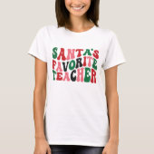 Kerstman's favoriete leraar kerst Groovy wit T-shirt (Voorkant)